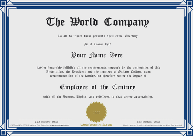 Award Certificate Samples